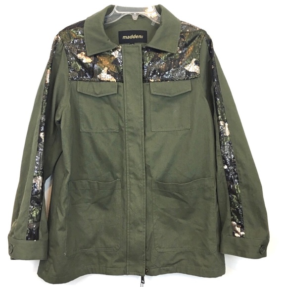 Steve Madden Jackets & Blazers - STEVE MADDEN Army Green Sequin Utility Jacket